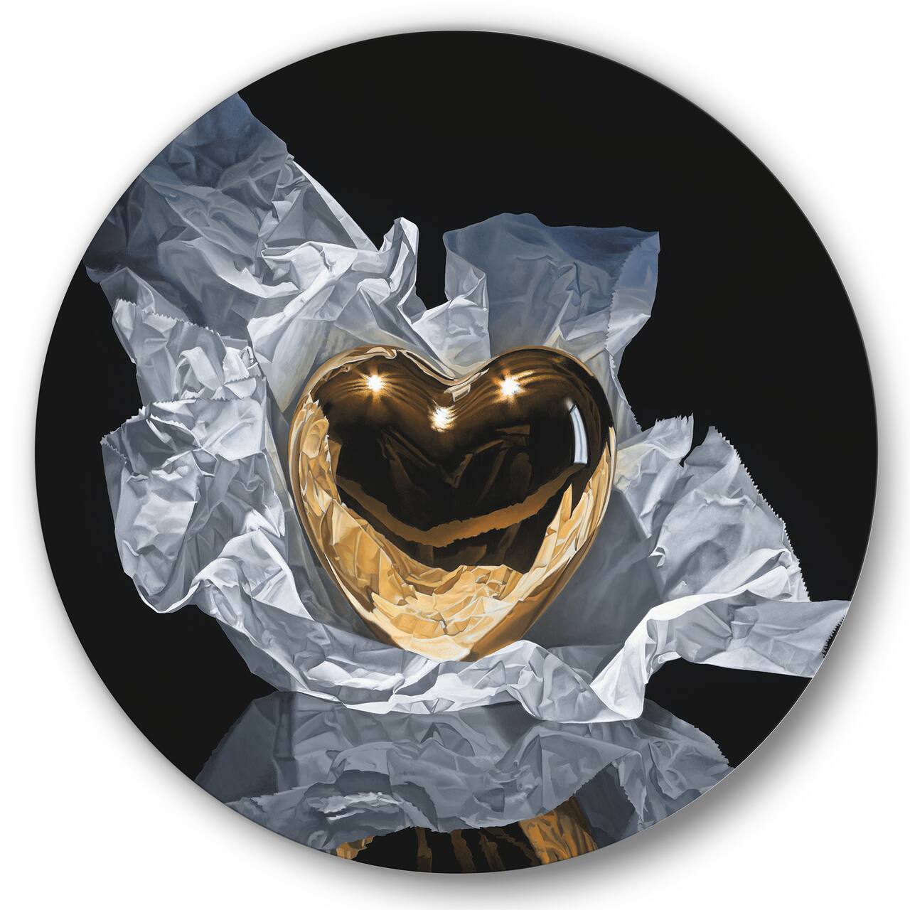 Designart - Heart Of Gold - Modern & Contemporary Metal Circle Wall Art